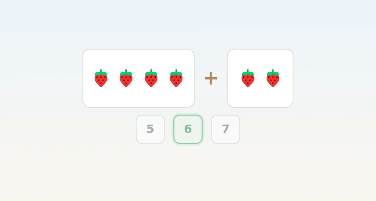 A Maths lesson: adding strawberries — how many altogether?
